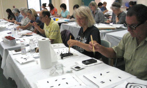 Sumi-e ink painting offers beauty, peace