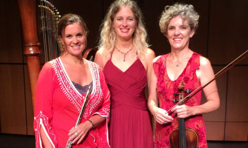 Trio Arpavioluta performs at library