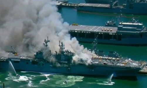 County warns of ship fire smoke