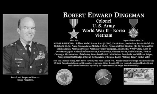 Plaque honors Dingeman at Mt. Soledad Memorial