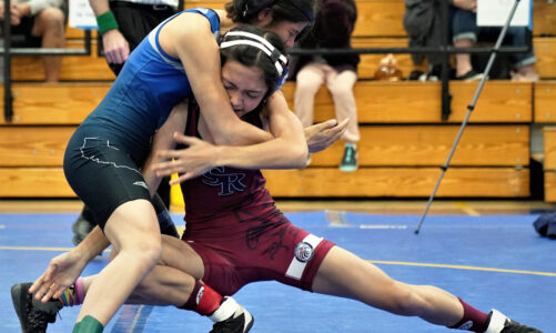 Women wrestlers compete in divisional tournament